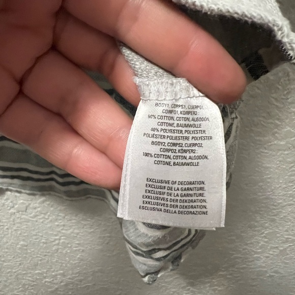 Anthropologie AKEMI + KIN Polka Dot Striped Shirt Gray - Picture 5 of 7